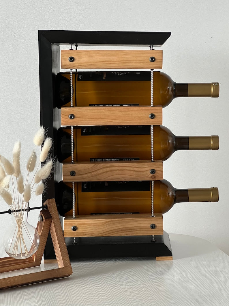Wooden rack, bottle storage