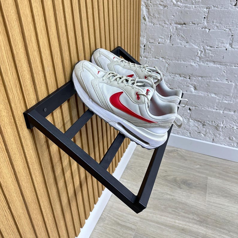 Entryway dorm wall mount metal shoe rack
