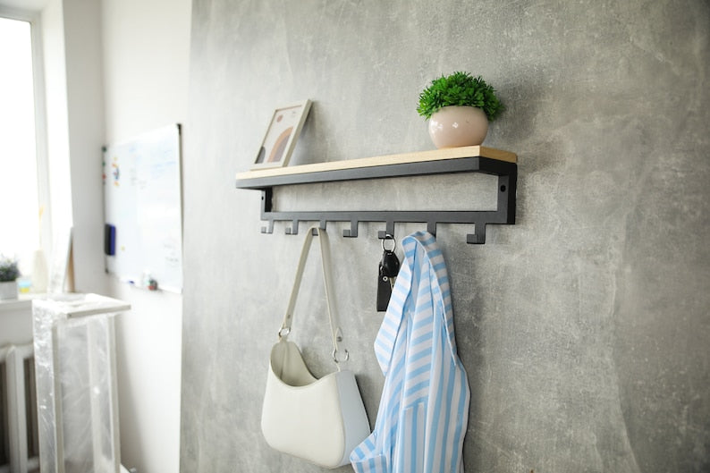 Entryway wall mounted coat rack