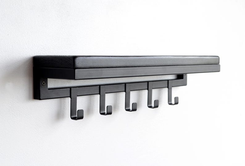 Metal coat rack with shelf Floating wall mounted shelves