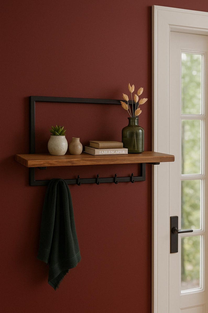 Rustic Decor Black Metal Floating Shelf