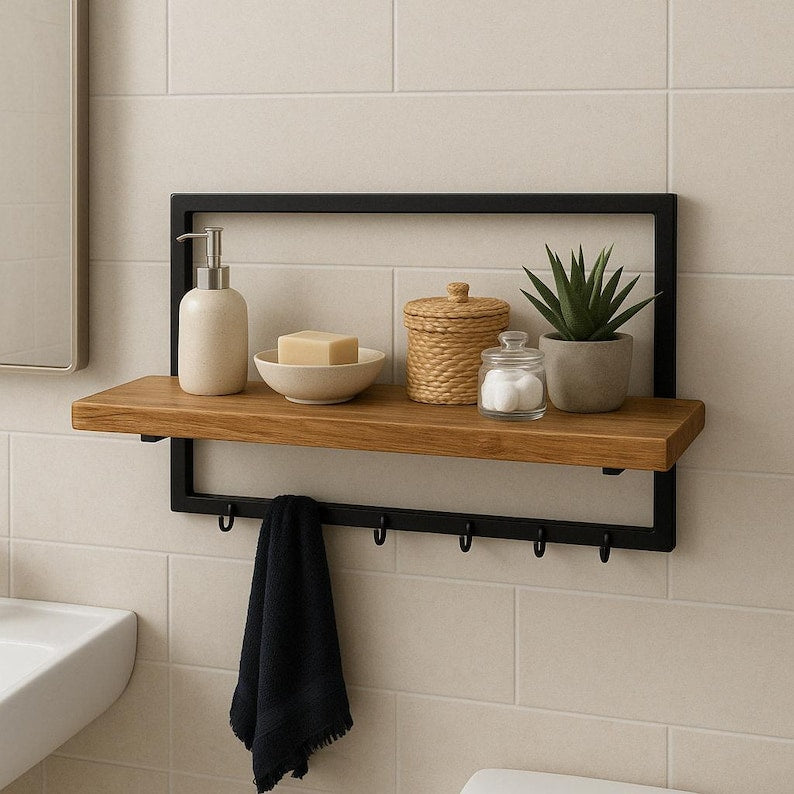 Rustic Decor Black Metal Floating Shelf