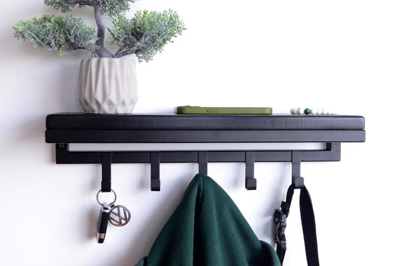 Metal coat rack with shelf Floating wall mounted shelves
