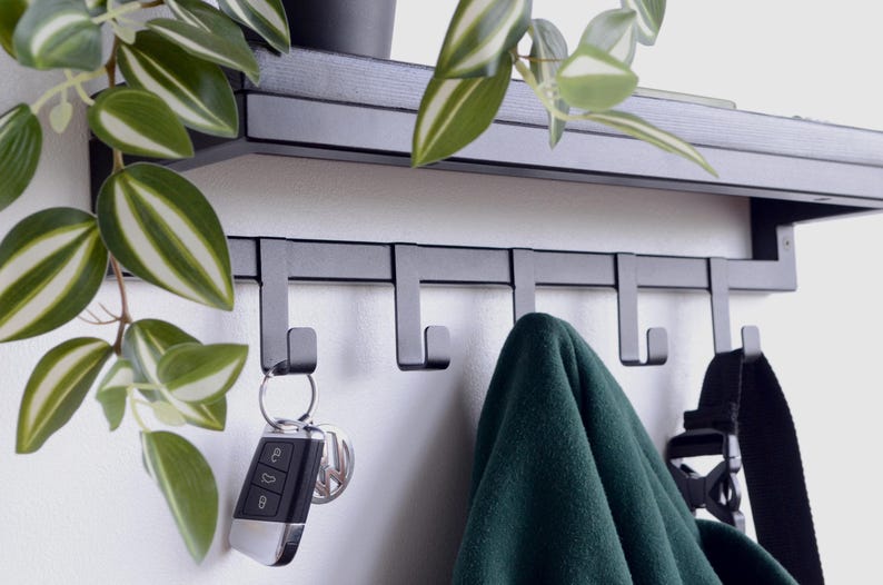 Metal coat rack with shelf Floating wall mounted shelves