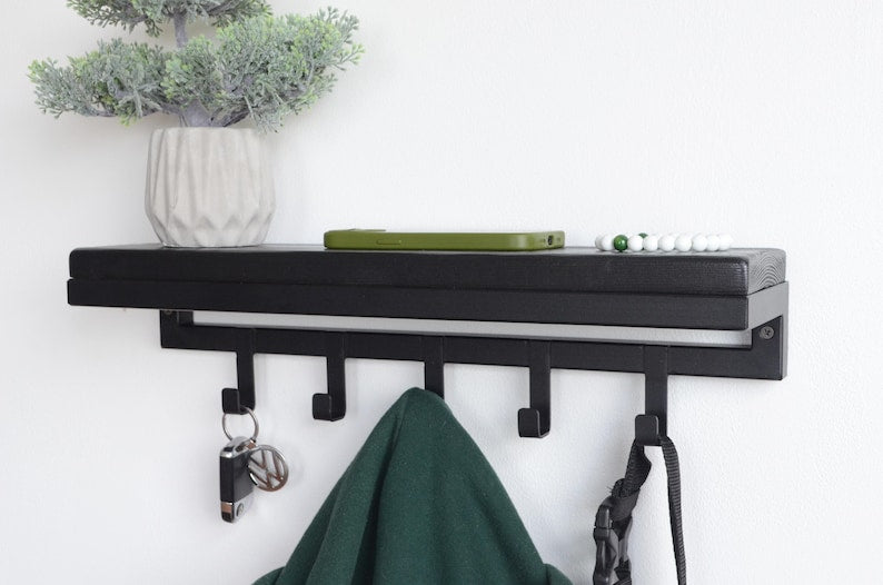 Metal coat rack with shelf Floating wall mounted shelves