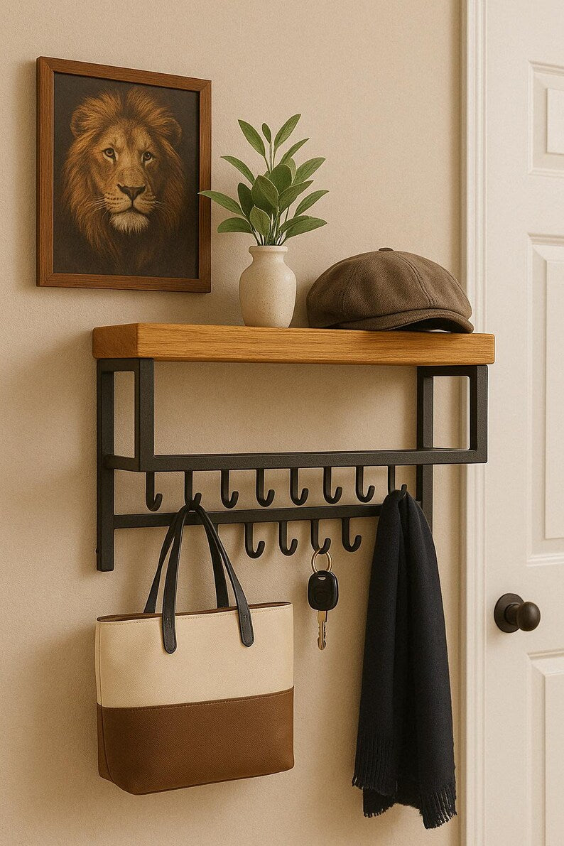Rustic Decor Black Metal Floating Shelf