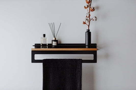 Wall Storage Shelf with Towel Bar,