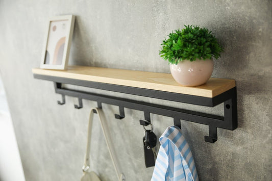 Entryway wall mounted coat rack