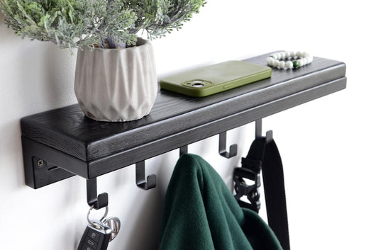 Metal coat rack with shelf Floating wall mounted shelves