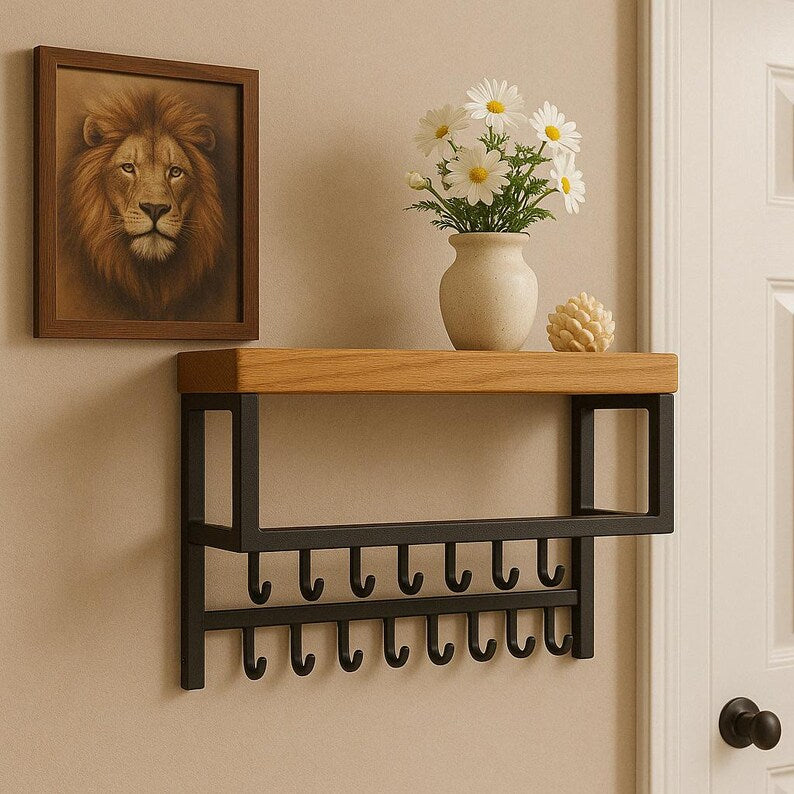 Rustic Decor Black Metal Floating Shelf