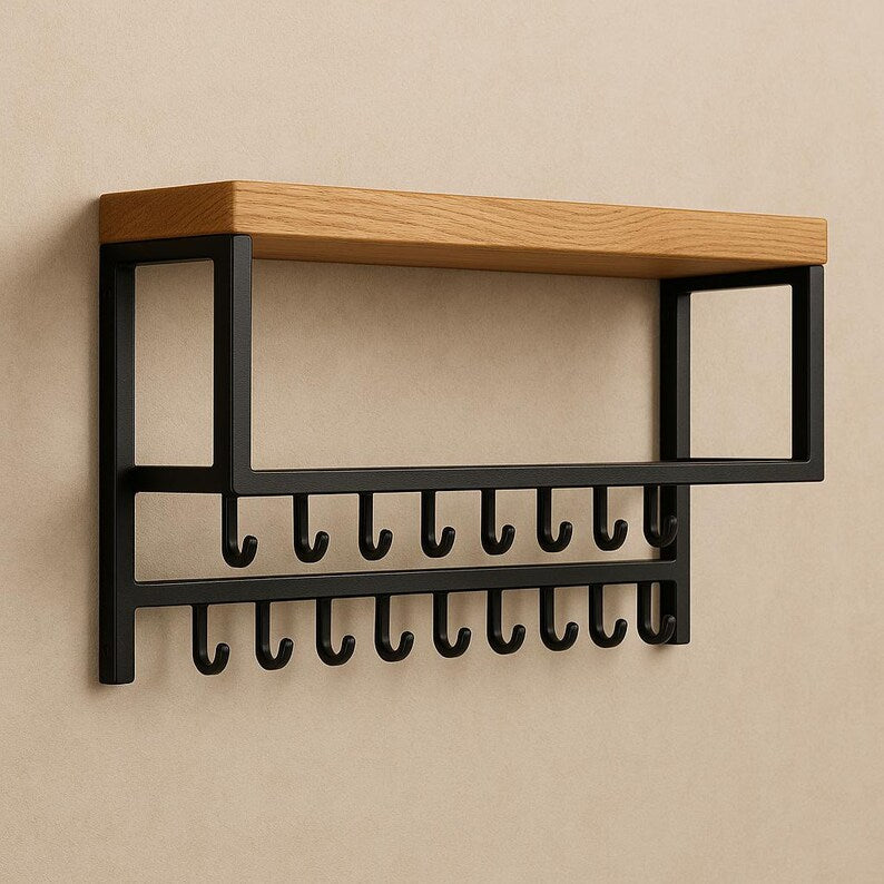 Rustic Decor Black Metal Floating Shelf
