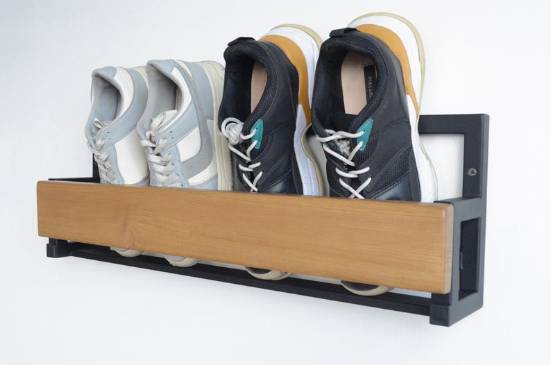 Wall metal entryway organizer for shoe Indoor wooden shoe rack