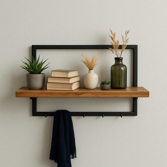 Rustic Decor Black Metal Floating Shelf