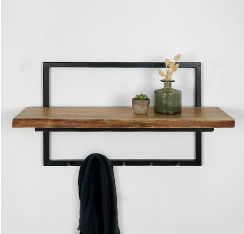 Rustic Decor Black Metal Floating Shelf